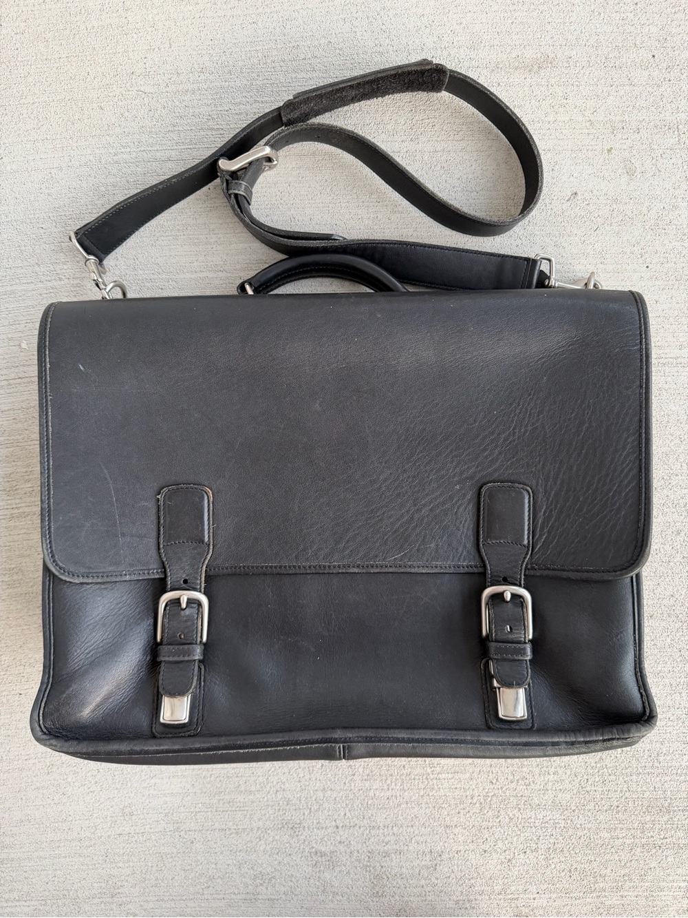 Vintage Coach L0S-5310 Black Leather Briefcase Messenger Laptop BagShoulderStrap
